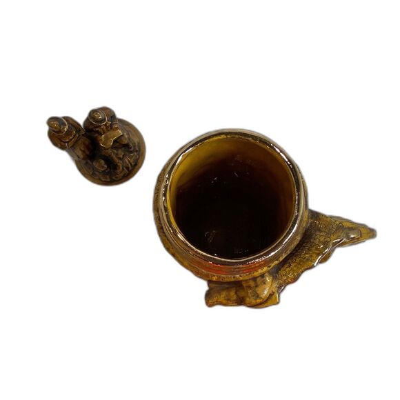 Vntg 1979 Ceramic Gloss Beer Stein Warrior Graphics & Dragon Handle Chip On Tail - Picture 4 of 7